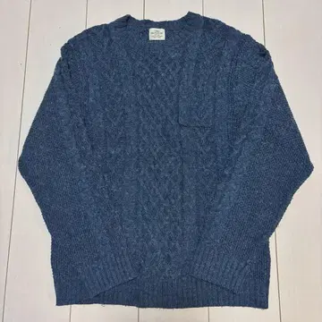 여성용 코엔 케이블 짜임 니트 스웨터 울 혼방 겨울 네이비