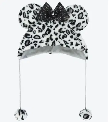 디즈니 미니 레오파드 무늬 리본 팬캡