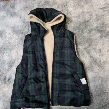 쇼콜라피네 로브 리버서블 속기모 베스트 패턴 블랙워치