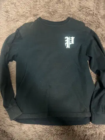 PHATRNK 블랙 맨투맨 S