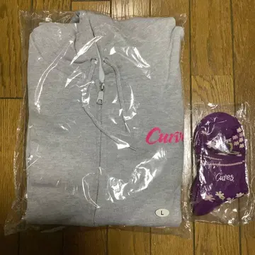 커브스 두꺼운 원단 그레이 후드 부착 후드티 L 사이즈와 양말