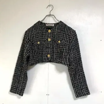 트위드 크롭 자켓 골드 버튼 일본제 헤이세이 빈티지