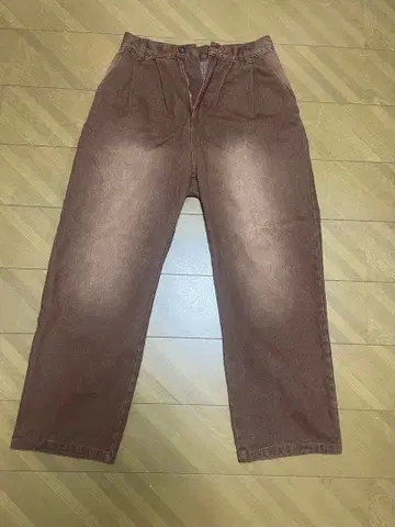 브라운 데님 와이드 팬츠