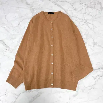 빅 사이즈 타카시마야 크루넥 캐시미어 100 가디건 카멜 LL