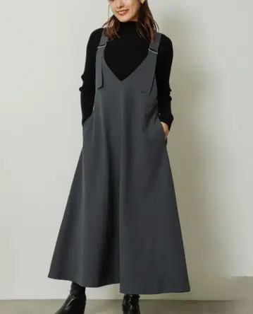 새상품급 센스 오브 플레이스 플레어 점퍼 스커트 원피스 그레이 F