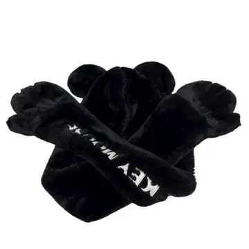 새상품급 디즈니 팬 캡 미키 모자 귀 달린 머플러 장갑 포함 블랙