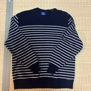 SAINT JAMES 네이비/화이트 스트라이프 스웨터