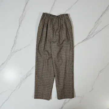 체크 무늬 허리밴딩 슬랙스 팬츠 클래식 레트로 구제 의류 귀여운