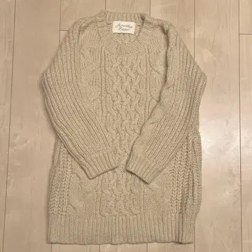 어나더 에디션 큼직한 니트 케이블 짜임 손뜨개질풍 울 혼방 베이지