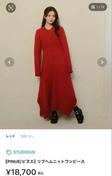 PINUE 리브헴 니트 원피스