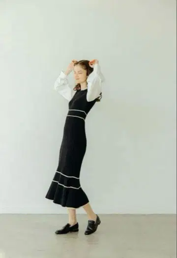 pinue 셔츠 슬리브 니트 롱 원피스 프리 사이즈