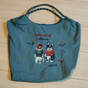 토트백 자수 토트백 블루 그레이 [ 미사용품 ]