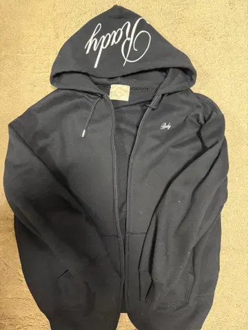 레이디 블랙 지퍼 후드티 후드 부착