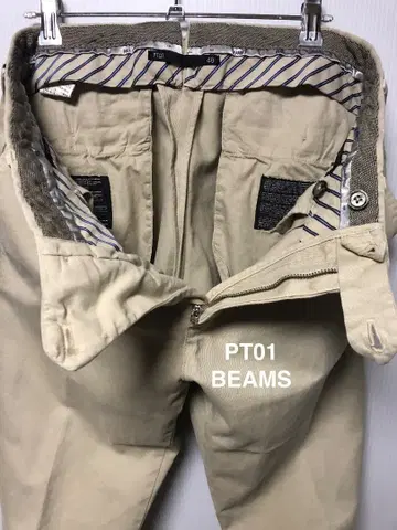 PT01 BEAMSF 별주 치노 팬츠 턱 포함 연한 베이지색 사이즈 48