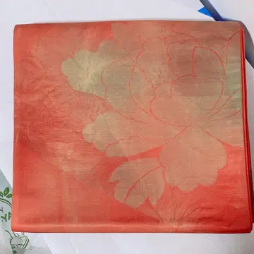 새상품급! 호몬기 기모노 후쿠로 오비 오렌지 레드 국화