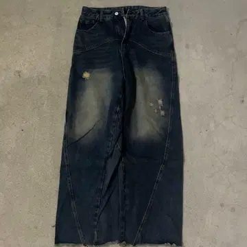 지저인 워시 데님 와이드 팬츠