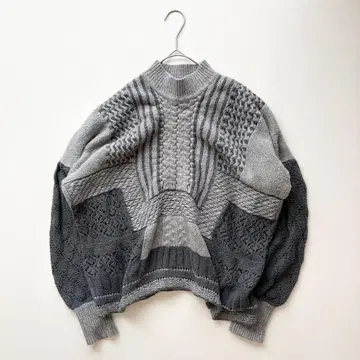 Mame Kurogouchi 입체 편직 절개 디자인 니트 스웨터 그레이