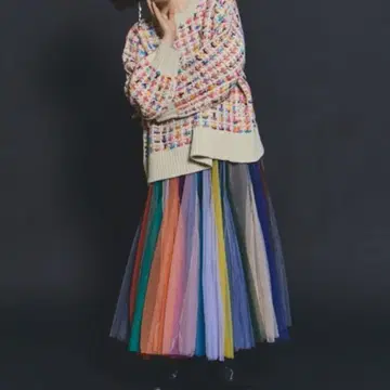 마냐나스 엘 테레사 인기 멀티 컬러 튤 플레어 스커트