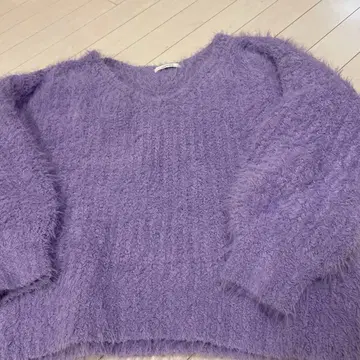 컨디션 최상 JEANASiS 퍼플 긴팔 샤기 니트 프리 사이즈