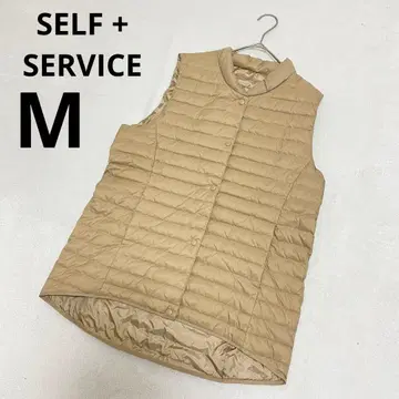 셀프 서비스 다운 페더 스냅 버튼 다운 베스트 베이지 M