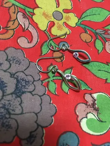 아슈페 프랑스 벼룩시장 앤티크 귀걸이 실버 925 각인 핑크 다이아몬드