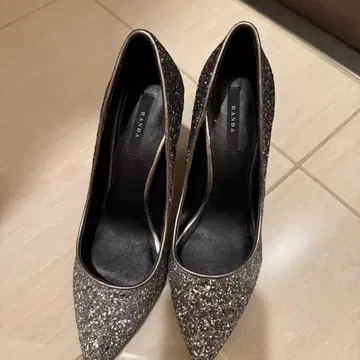 RANDA 글리터 실버 하이힐 24.0cm