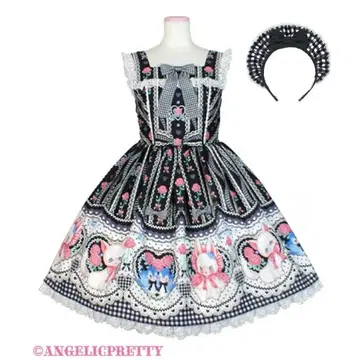 Be My Valentine 오버롤 스커트 머리띠 블랙