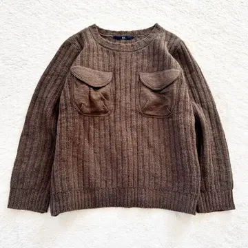 45R 플랩 포켓 풀오버 니트 다크 브라운