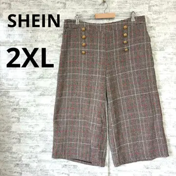 [SHEIN] 체크 무늬 와이드 팬츠 골드 버튼 포함 2