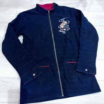 의 네이비 나염 지퍼 자켓