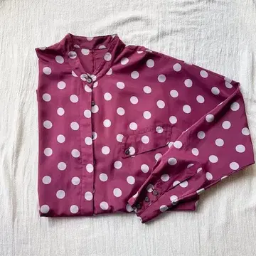 VINTAGE 빈티지 블라우스 도트 돌먼 슬리브