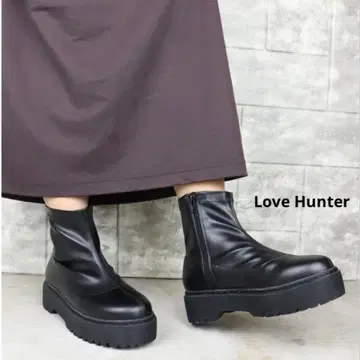 LoveHunter 러브헌터 통굽 클리어 솔 스트레치 부츠 블랙 L