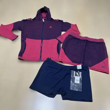 adidas 스트라이프 후드 부착 자켓과 숏팬츠 세트 택 포함