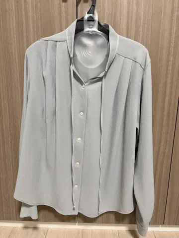 조젯 리본 블라우스 BLUE GRAY 소주