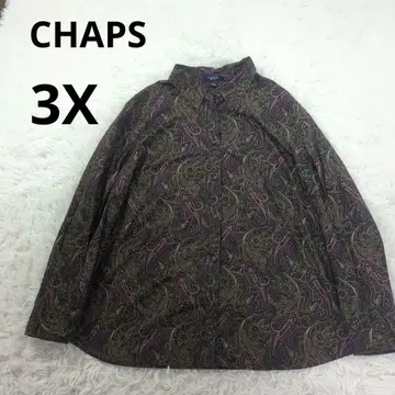 컨디션 최상 80s CHAPS 페이즐리 셔츠 긴팔 올 패턴 카키 브라운