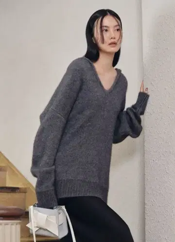 [ FRAY I.D ] 프레이 아이디 니트 후디 폭스 니트 그레이