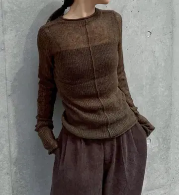 select moca 센터라인 시어 니트 브라운