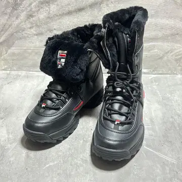 [ 미사용 새상품 ] FILA 디스럽터 부츠 2WAY 25cm 퍼 가죽