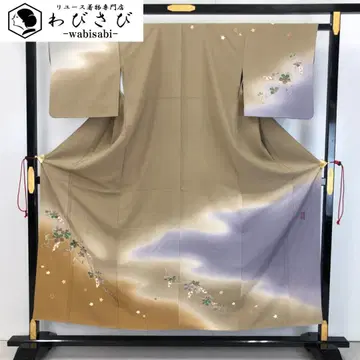 호몬기 나카무라 타마오 포도 당초 지푸라기색 크레이프 원단 K-5304