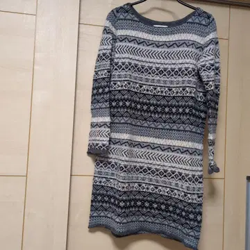 FRAMeWORK 노르딕 무늬 튜닉 니트 긴팔 그레이 계열