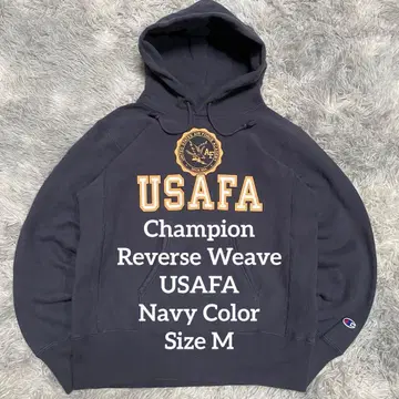 Champion 리버스 위브 USAFA 청단택 후드티 네이비 M