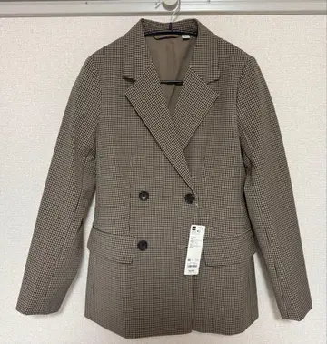 택 포함 새상품 GU 더블 브레스트 체크 자켓