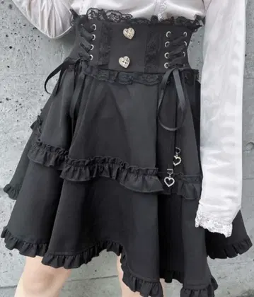 새상품 로지타 ROJITA 레이스업 프릴 플레어 스커트