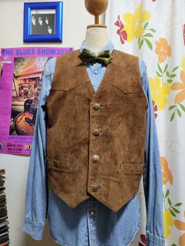 새상품급 파르테논 PARTHENON 천연 가죽 베스트 M