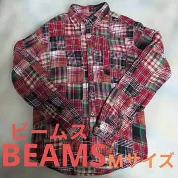 [ 빔즈 ] 패치워크 체크 패턴 플란넬 긴팔 셔츠 BEAMS