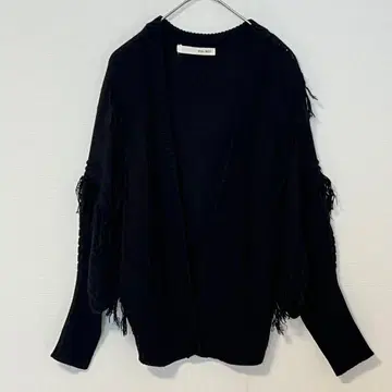 로얄 파티 프린지 니트 긴팔 가디건 [ F ] 볼레로 블랙