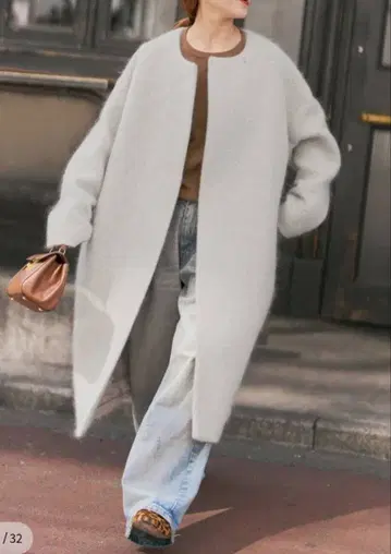 Spick & Span 일본제 샤기 코쿤 코트 36 그레이