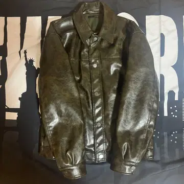 ZARA 다크 브라운 쿠스미 그린 가죽 자켓