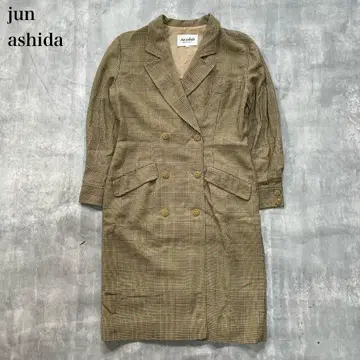 준 아시다 [ L ] 롱 자켓 원피스 더블 브레스트 글렌체크 패턴