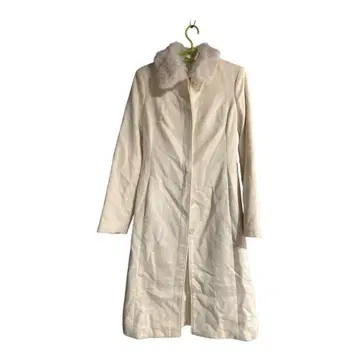 GLASS HEART 퍼 부착 롱 코트 화이트 아름다운 실루엣 38